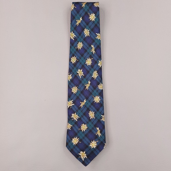 Brooks Brothers Other - Brooks Brothers Makers Merchants Tie Mens Green Blue Plaid Flower Silk USA